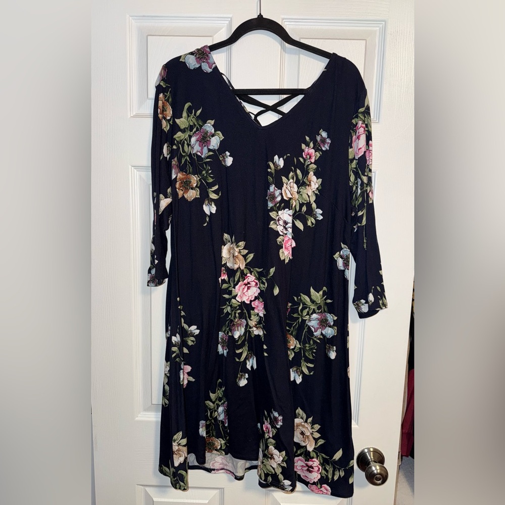 Floral Dark Blue Dress